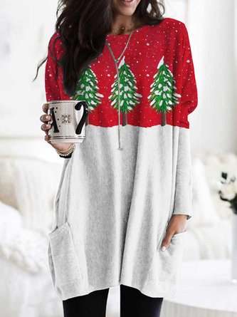 Crew Neck Loosen Christmas Snowman Knitting Dress Xmas Dress