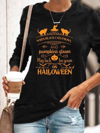 Casual Long Sleeve Crew Neck Printed Sweatshirt