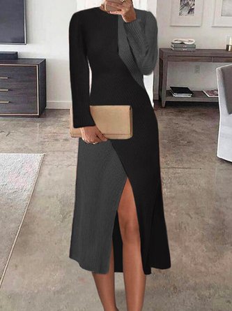 Vacation Crew Neck Knitting Dress