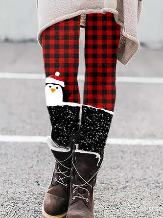 Plus size Christmas Printed Skinny Casual Leggings Xmas Leggings