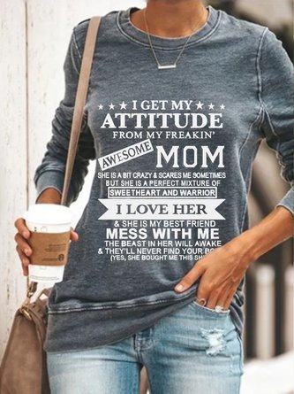 Casual Long Sleeve Round Neck Printed Top Sweatshirt