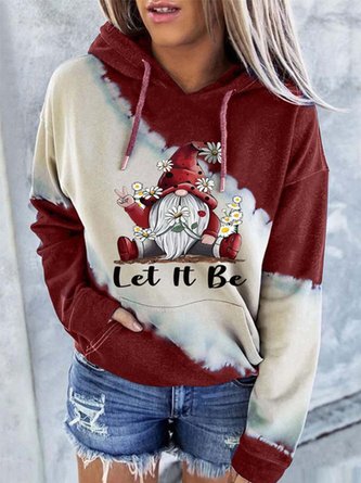 Statement Christmas Daisy Letters Printed Long Sleeve Hoodie Plus Size Casual Sweatshirt Xmas Hoodies