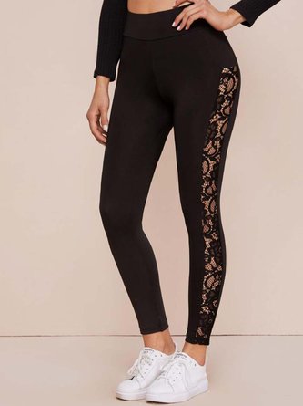 Spring Daily Plain Skinny Lace Leggings