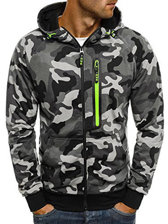 Casual fitness camouflage hooded knitted jacket