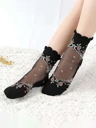 Crystal Silk Floral Socks
