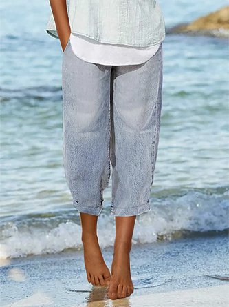 Plus size Denim Solid Casual Jeans