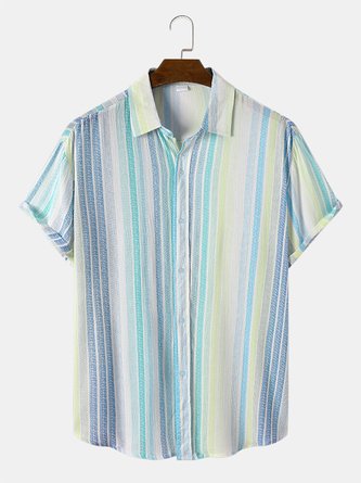 Shirt Collar Cotton Blends Short Sleeve Short Sleeve Shirt