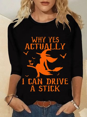 Casual Long Sleeve Round Neck Printed Top T-shirt