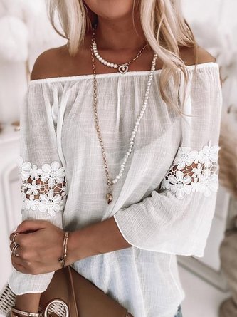 Off the shoulder Casual Short Sleeve Top
