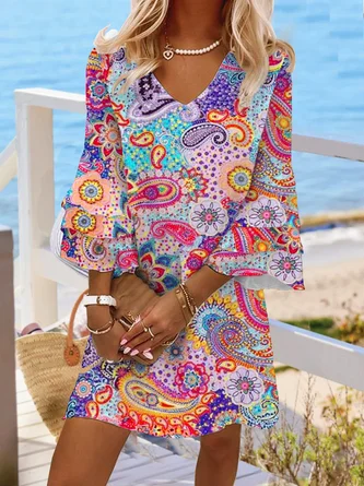 Tribal Boho V Neck Dress