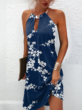 Halter Floral Sleeveless Casual Dress