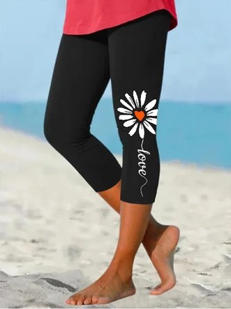Casual Floral Skinny High Stretch Leggings