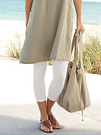 Casual Summer Plain Cropped Leggings