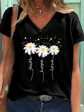 Casual Loose V Neck T-Shirt