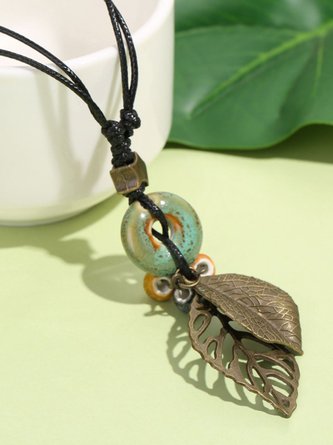 Women Leaf Vintage All Season Crystal Household Metal Crystal Best Sell Pendant Necklaces Necklace