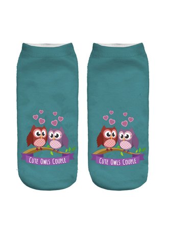 Casual Vintage Owl Print Socks