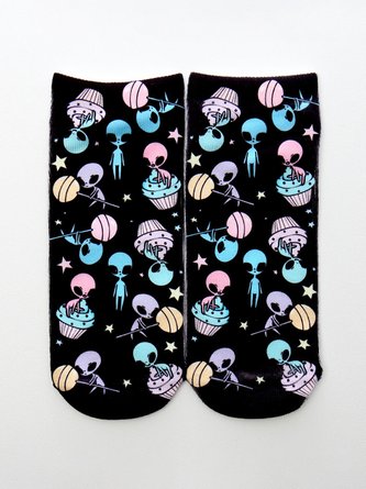Casual Pet Print Cat Knit Socks