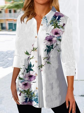 Loose Shirt Collar Blouse