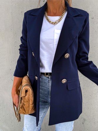 Women Casual Plain Autumn Natural Micro-Elasticity Daily Long sleeve Regular Regular Size Blazer