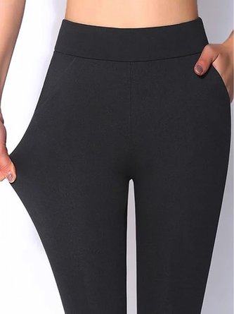 Plain Sports Autumn Polyester Natural High Elasticity Tight Standard Long Leggings for Women