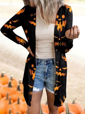 Halloween Printed Long Sleeve Casual Cardigan