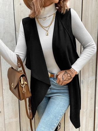 Plain Casual Loose Suede Vest