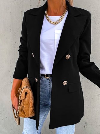 Women Casual Plain Autumn Natural Micro-Elasticity Daily Long sleeve Regular Regular Size Blazer