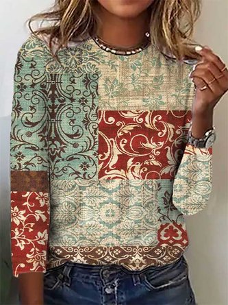 Abstract Long sleeve Casual T-Shirt