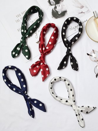 Casual Silk Polka Dot Pattern Square Autumn Winter Warm Scarf