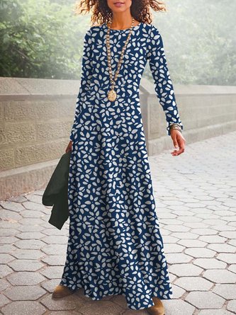 Casual Crew Neck Jersey Dress