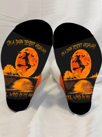 Women Street All Season Halloween Printing Daily Halloween Polyester Cotton Over the Calf Socks Regular Socks