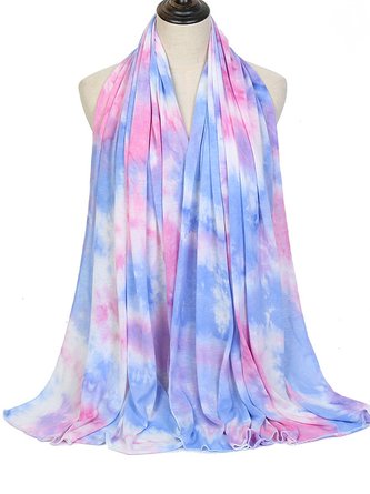 Boho Silk Gradient Tie Dye Pattern Scarf Beach Vacation Long Scarf