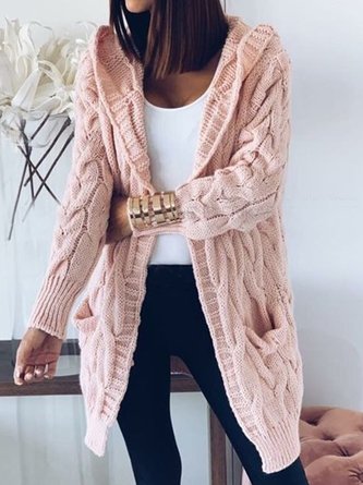 Casual Plain Loose Long Sleeve Sweater Coat