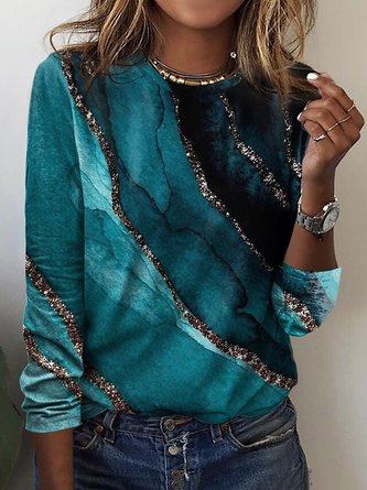 Abstract Casual Loose Long Sleeve T-Shirt