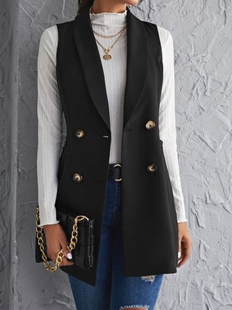Plain Sleeveless Mid-long Winter Casual Vest