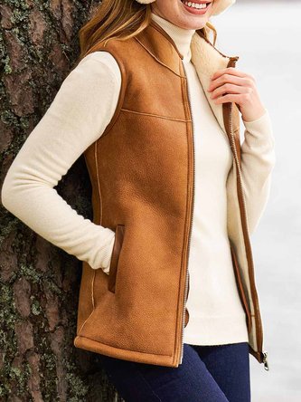 Fluff/Granular Fleece Fabric Casual Vest
