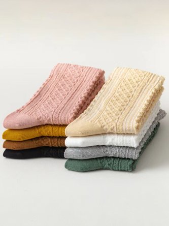 Casual Retro Twist Pattern Warm Wool Socks Autumn and Winter Socks