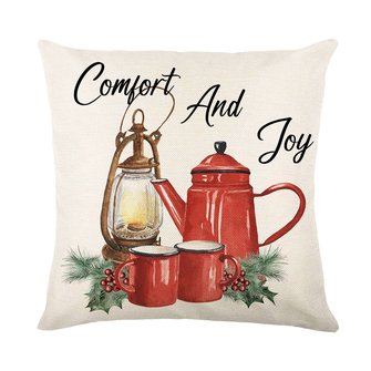 Christmas Pillow Cover Santa Christmas Tree Print Festive Party Cushion Cover Xmas Cushion Cover