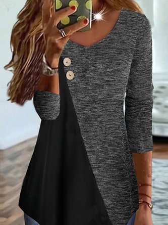 Casual Loose Color Block T-Shirt