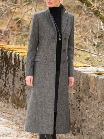 Casual Long Sleeve Stand Collar Outwear Coat