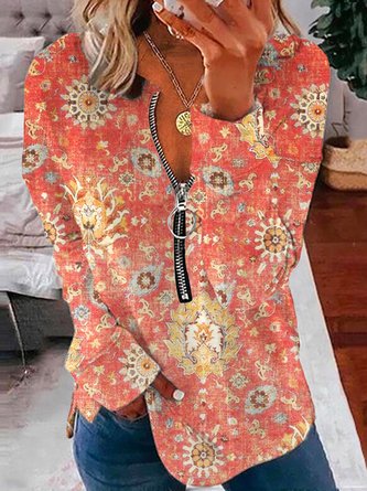 V Neck Casual Sweatshirt tunic