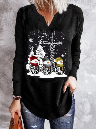 Casual Jersey Christmas Snowman T-Shirt Xmas T-shirt