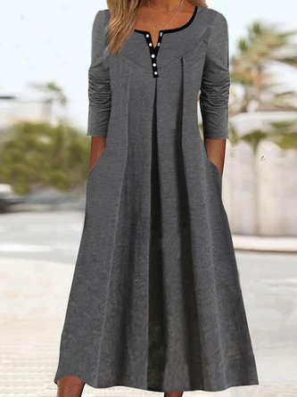 Plain Casual Jersey Dress