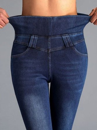 Casual Plain Denim Loose Jeans