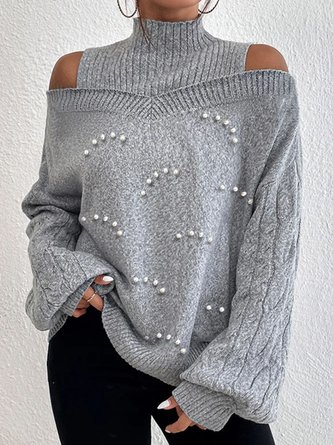 Casual Wool/Knitting Pearl Sweater