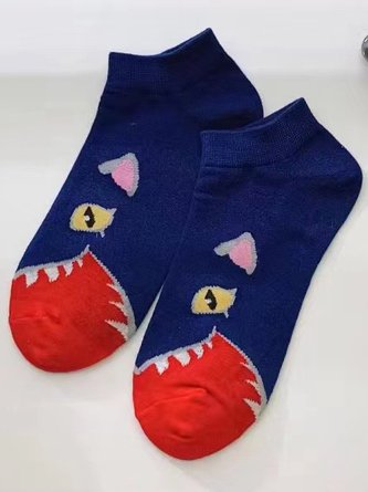 Casual Funny Cartoon Funny Contrasting Color Cotton Socks Everyday Clothing Accessories