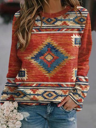 Casual Crew Neck Jersey Sweatshirt