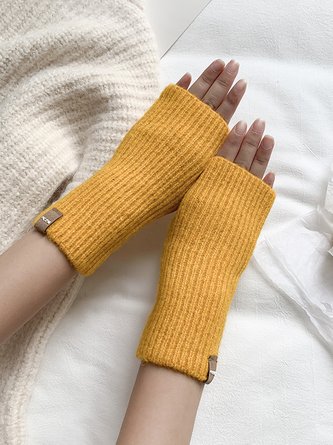 Casual Simple Mid-Length Cotton Striped Half Finger Gloves Clothes Matching Versatile Accessories