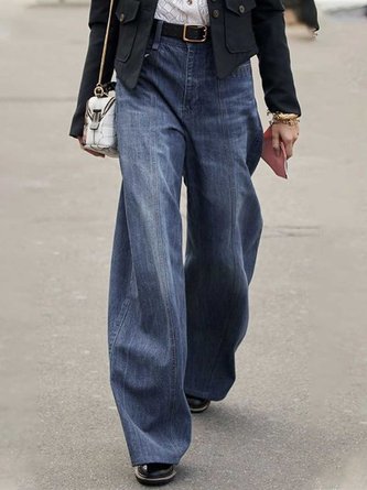 Plain Casual Loose Denim Jeans