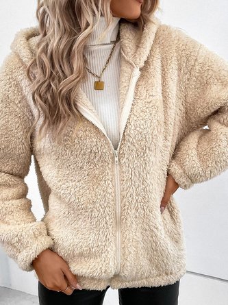 Hoodie Casual Fluff/Granular Fleece Fabric Teddy Jacket